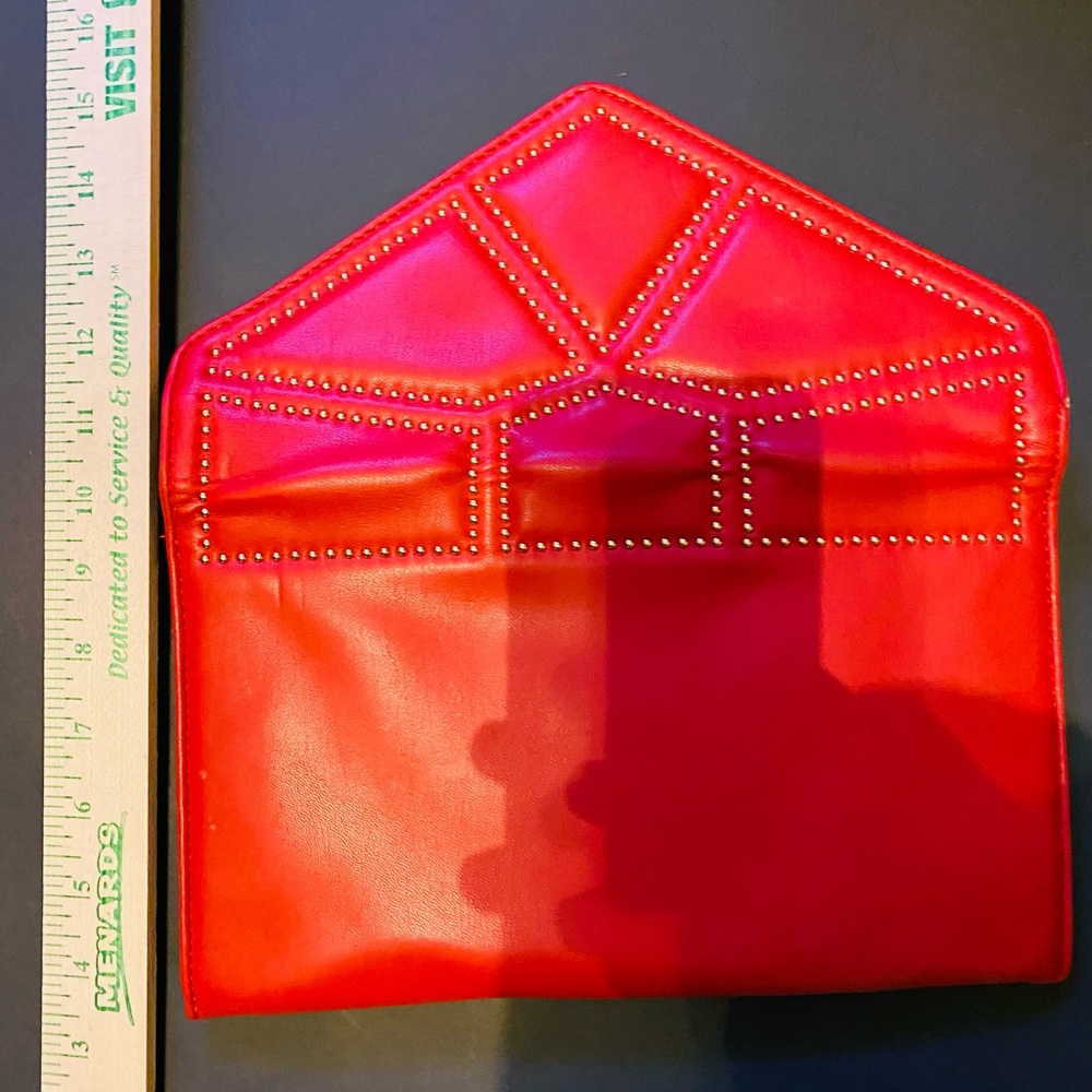 Bam Forever red leather luxury flat purse